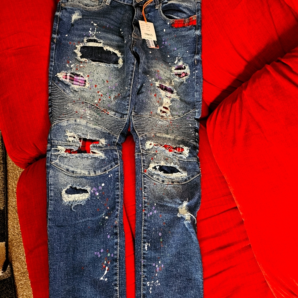Brand New Smoke Rise Denim Co NYC Designer Jeans Men's 36x32 36Wx32L flannel
